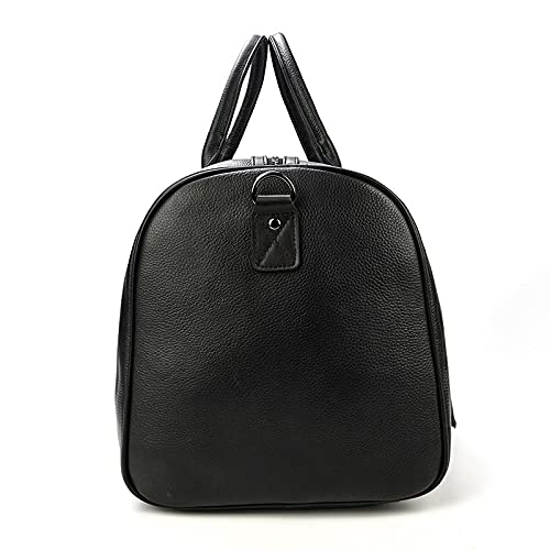 Large Leather Travel Duffel Bag – Black