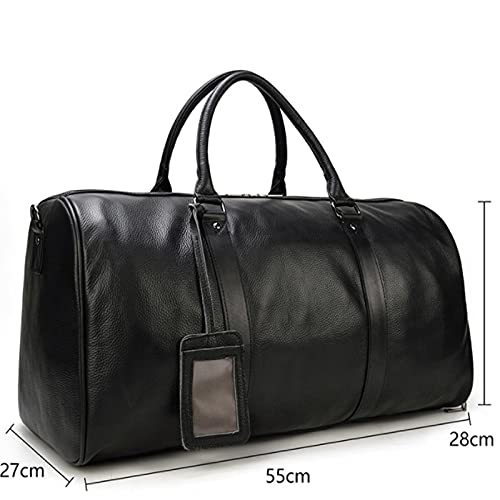 Large Leather Travel Duffel Bag – Black
