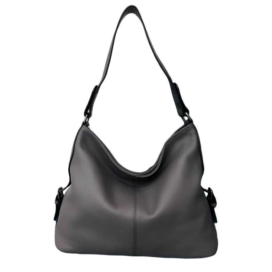 Women's Full-Grain Leather Tassel Hobo Bag