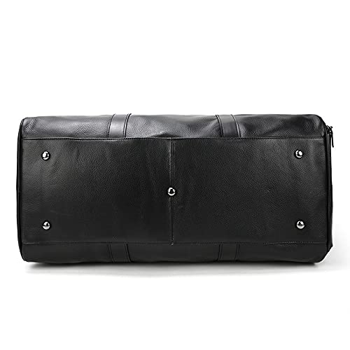 Large Leather Travel Duffel Bag – Black