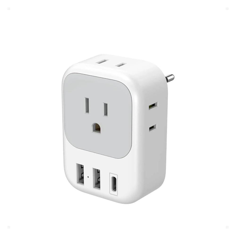 European Travel Adapter with 4 Outlets & 3 USB Ports