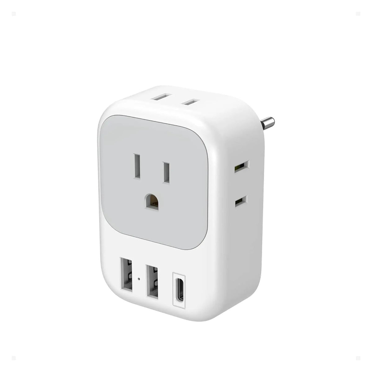 European Travel Adapter with 4 Outlets & 3 USB Ports