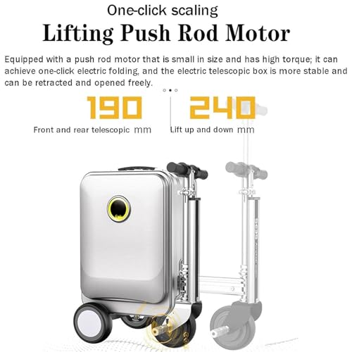 Electric Ride-On Suitcase for Adults with USB Charging – Silver