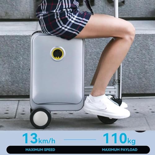 Electric Ride-On Suitcase for Adults with USB Charging – Silver