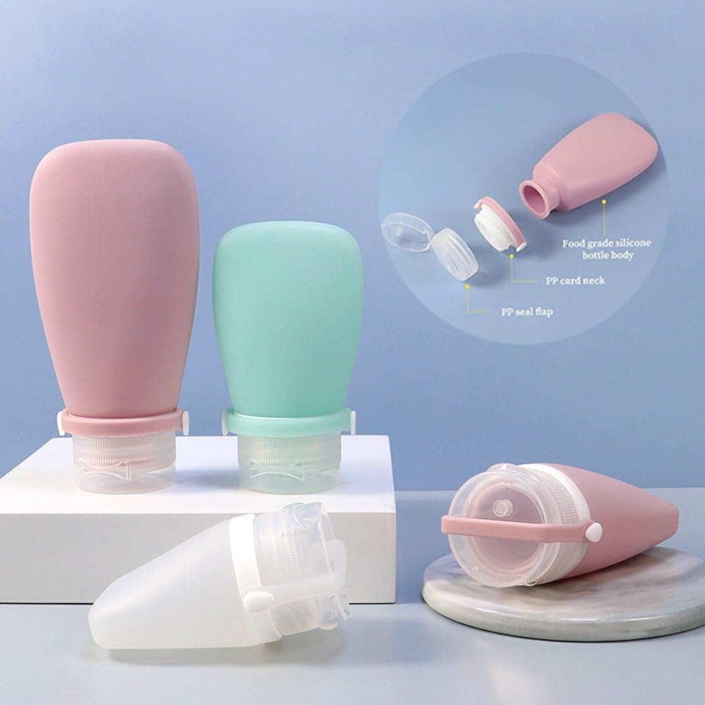 50 Pack Refillable Silicone Travel Bottles for Shampoo, Lotion & Shower Gel