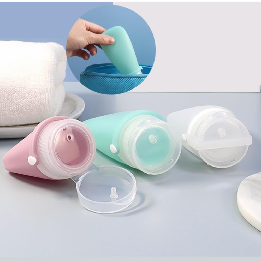 50 Pack Refillable Silicone Travel Bottles for Shampoo, Lotion & Shower Gel