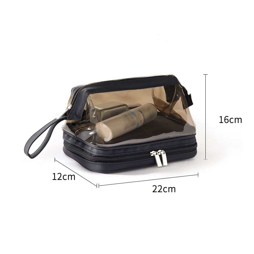 Double-Layer Clear Travel Toiletry Bag – Black
