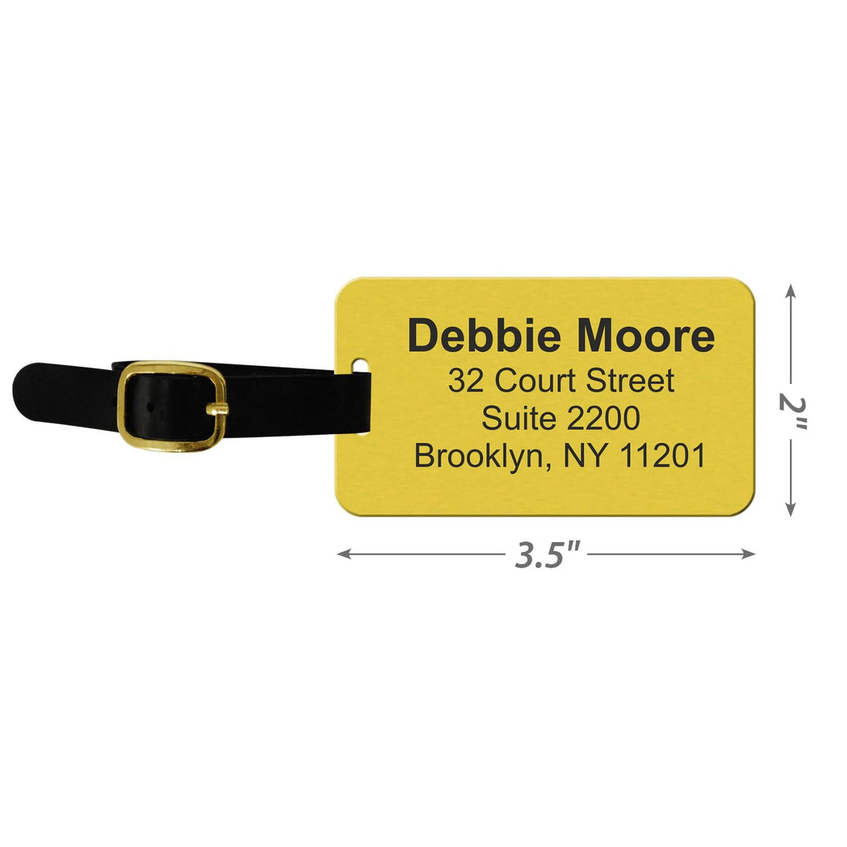 Personalized Double-Sided Brass Luggage Tag with Leather Strap
