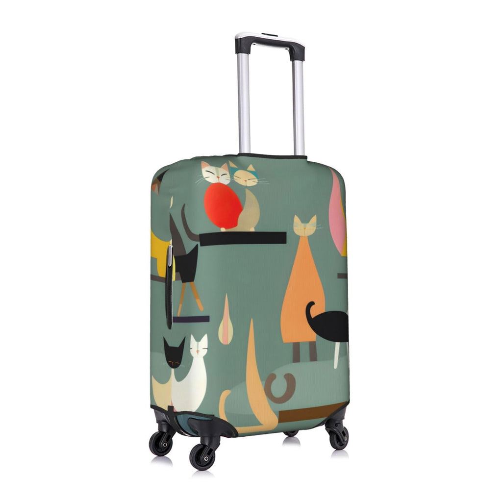 Mid-Century Cat Print Luggage Cover, Stylish Suitcase Protector