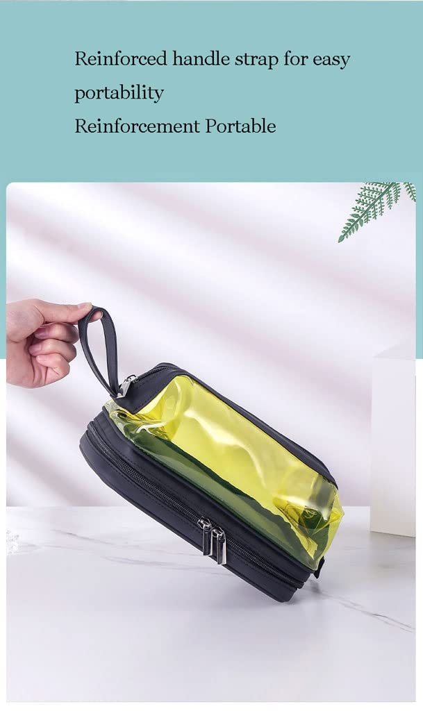 Double-Layer Clear Travel Toiletry Bag – Black