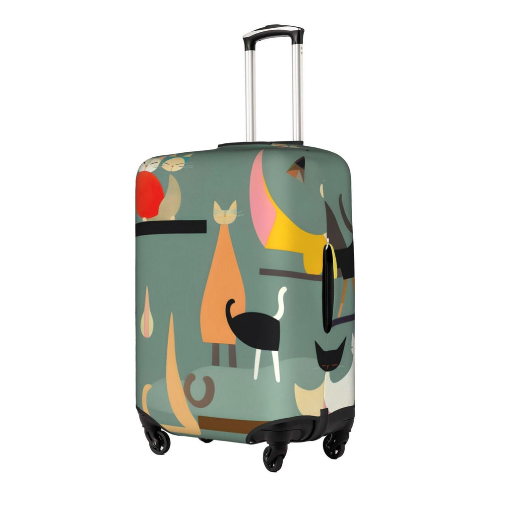Mid-Century Cat Print Luggage Cover, Stylish Suitcase Protector