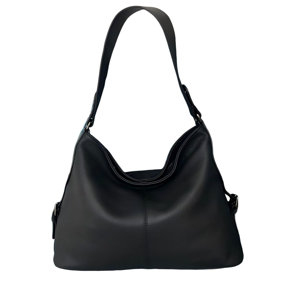 Women's Full-Grain Leather Tassel Hobo Bag