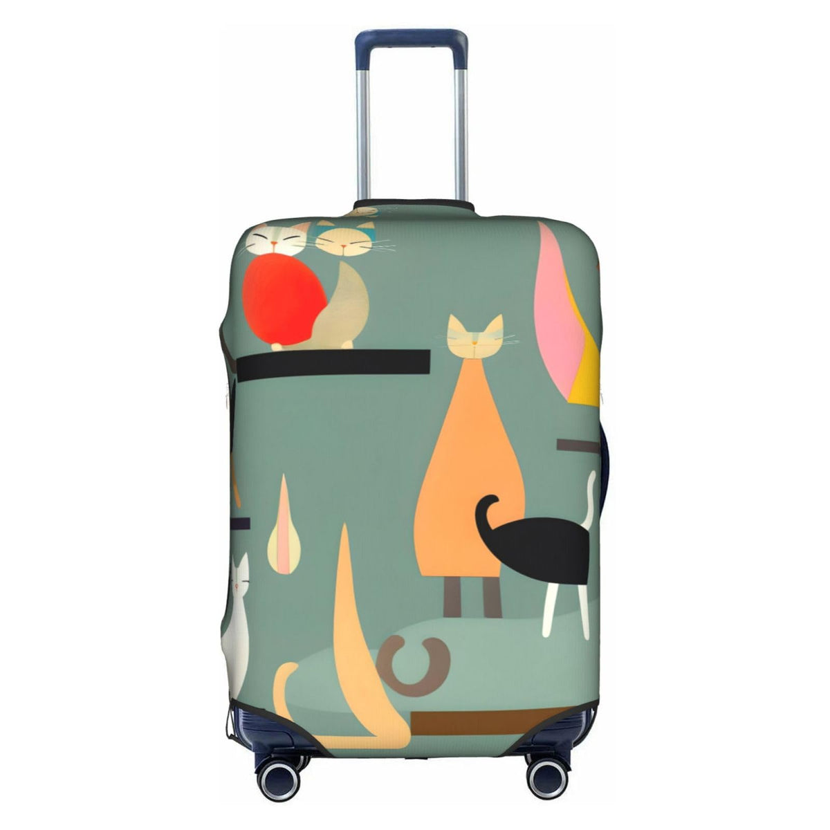 Mid-Century Cat Print Luggage Cover, Stylish Suitcase Protector