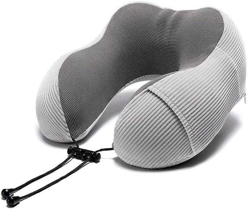 Memory Foam Travel Neck Pillow with Hood, U-Shaped Plush Cushion