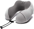 Memory Foam Travel Neck Pillow with Hood, U-Shaped Plush Cushion