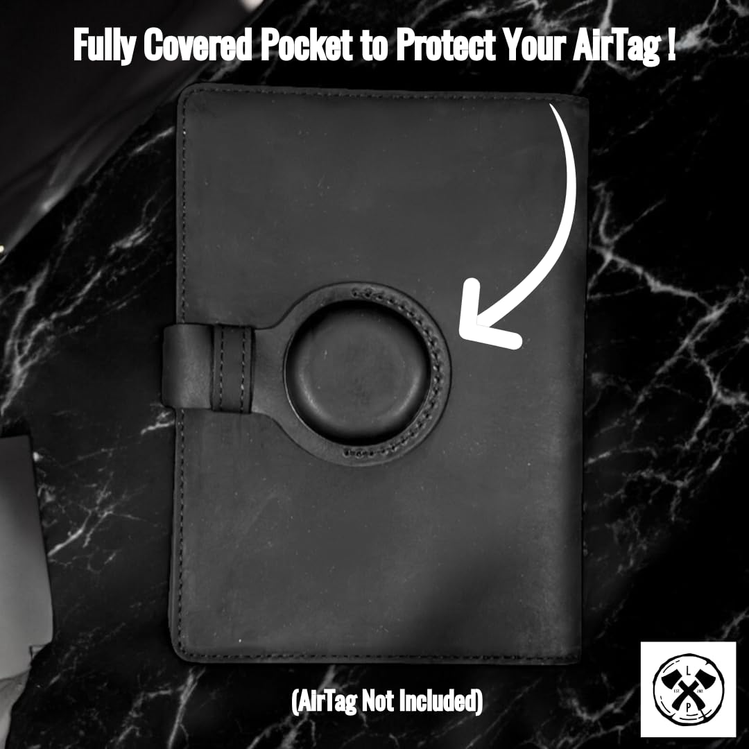 RFID Genuine Leather Passport Wallet with AirTag Holder
