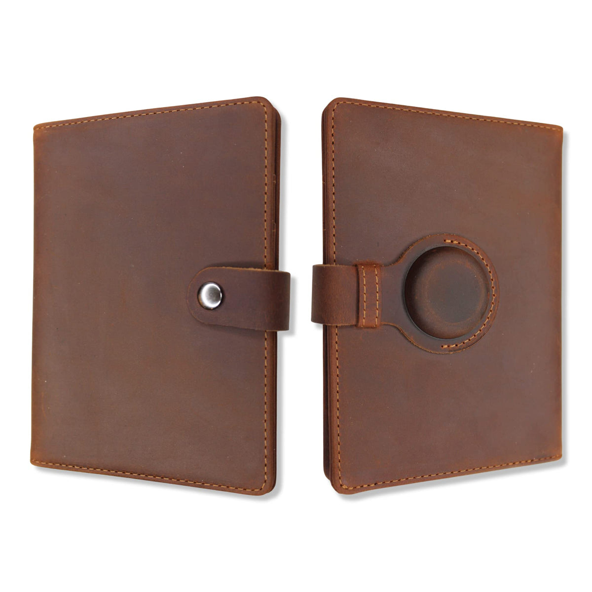 RFID Genuine Leather Passport Wallet with AirTag Holder