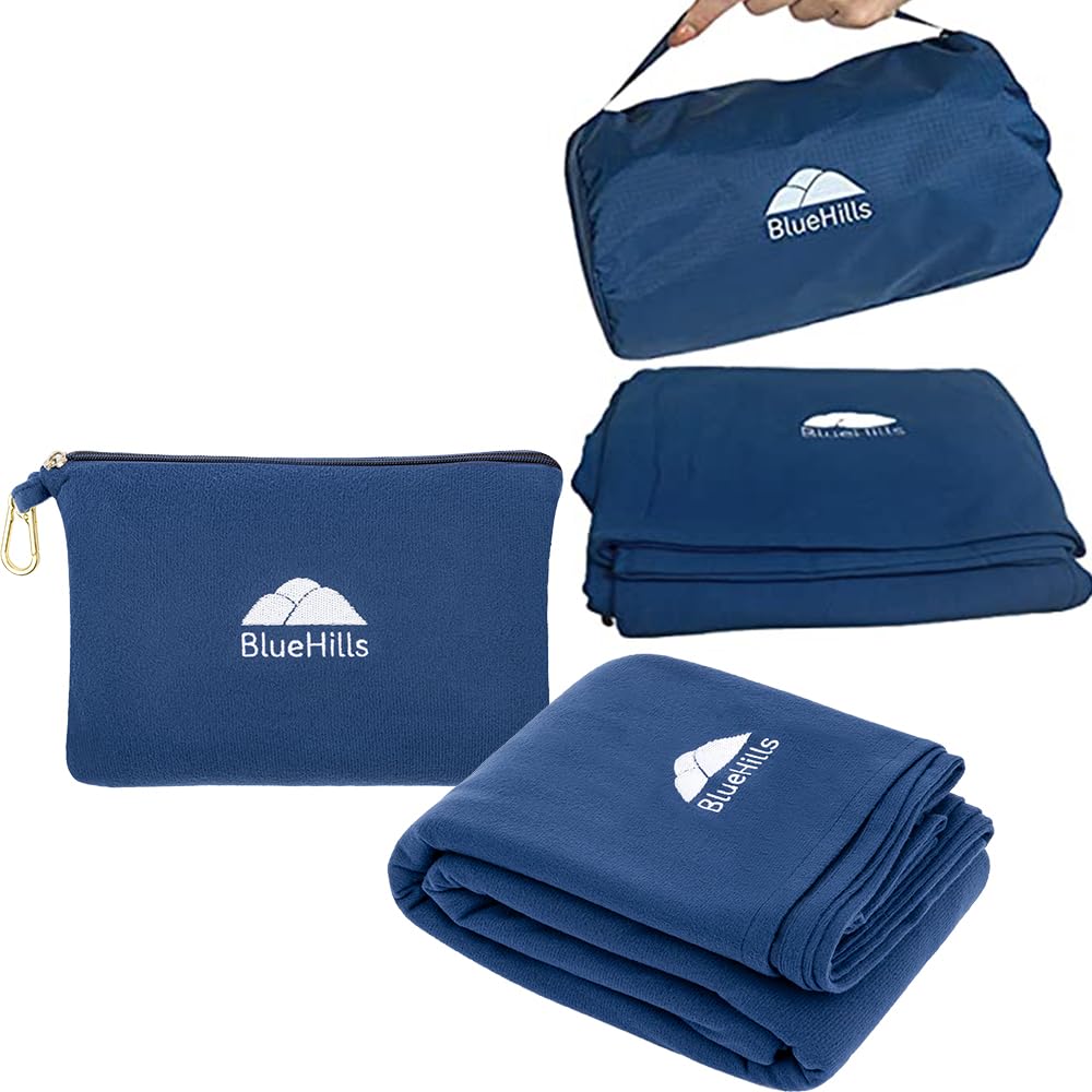 2 Pack Ultra-Compact Travel Blankets with Portable Carry Cases