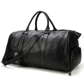 Large Leather Travel Duffel Bag – Black