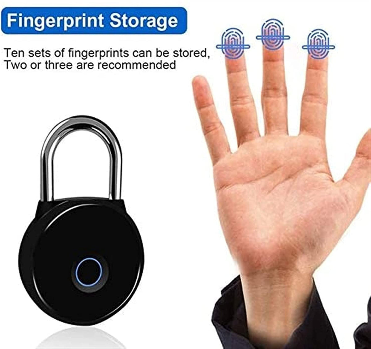 Fingerprint Smart Padlock, USB Rechargeable Keyless Lock for Luggage & Lockers