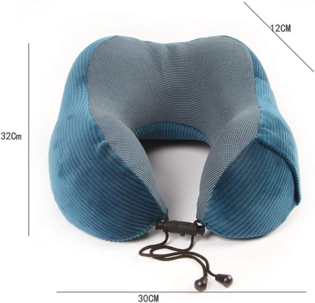 Memory Foam Travel Neck Pillow with Hood, U-Shaped Plush Cushion