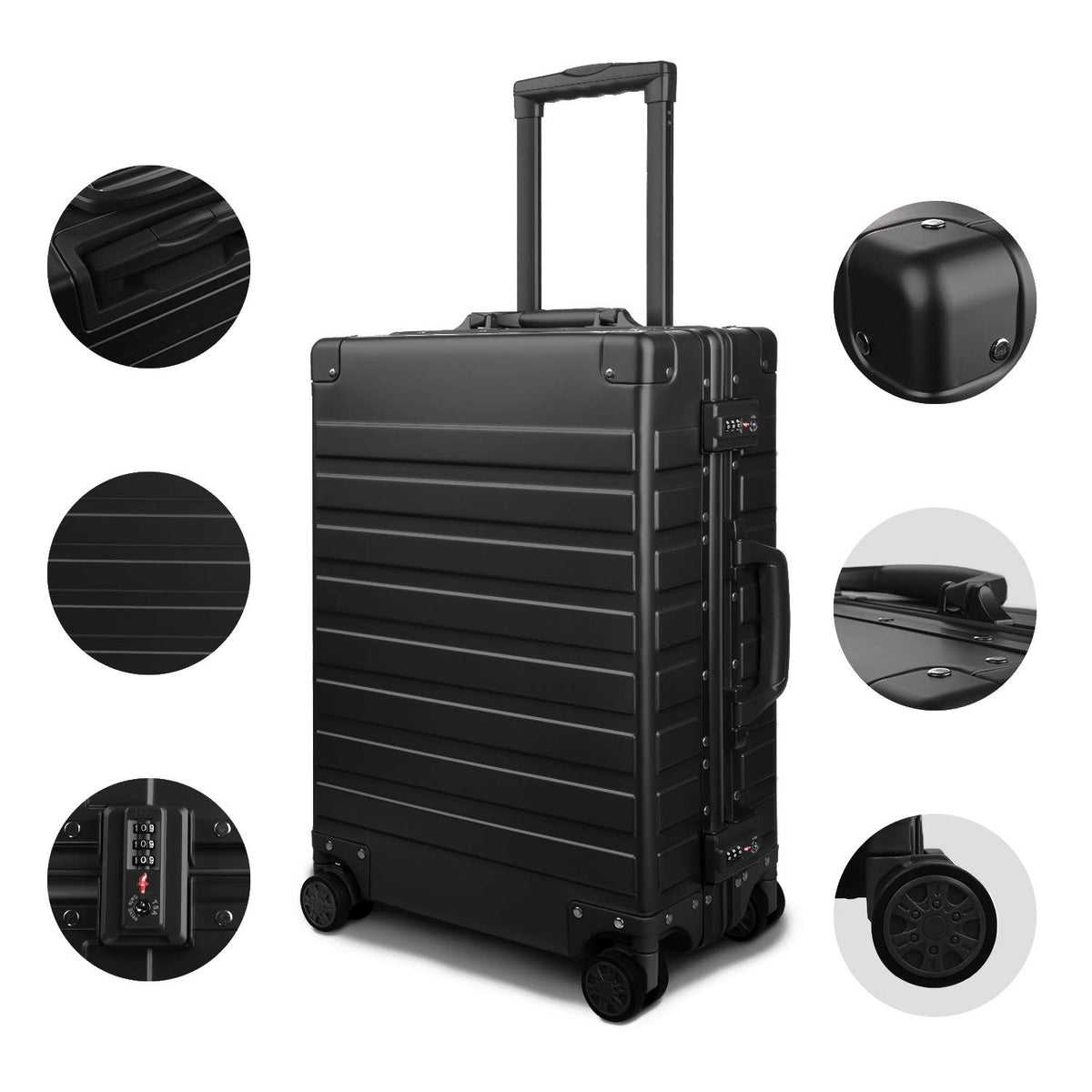 text All-Aluminum Hardshell Spinner Suitcase – 20–28 Inches