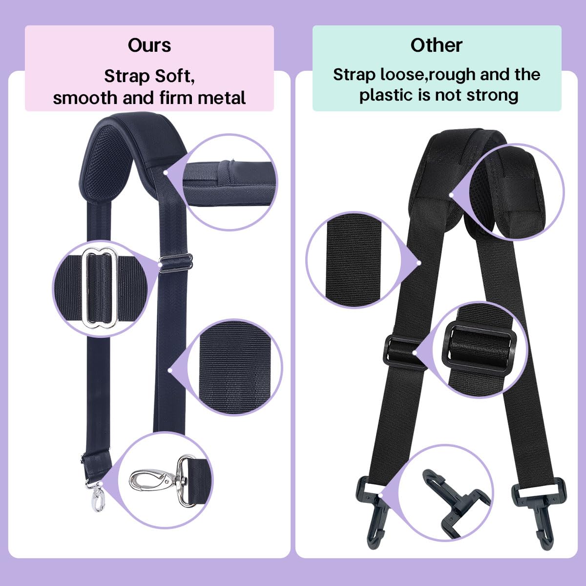UOZL 60 Inch Shoulder Strap for Bag with Removable Ultra-Thick Pad