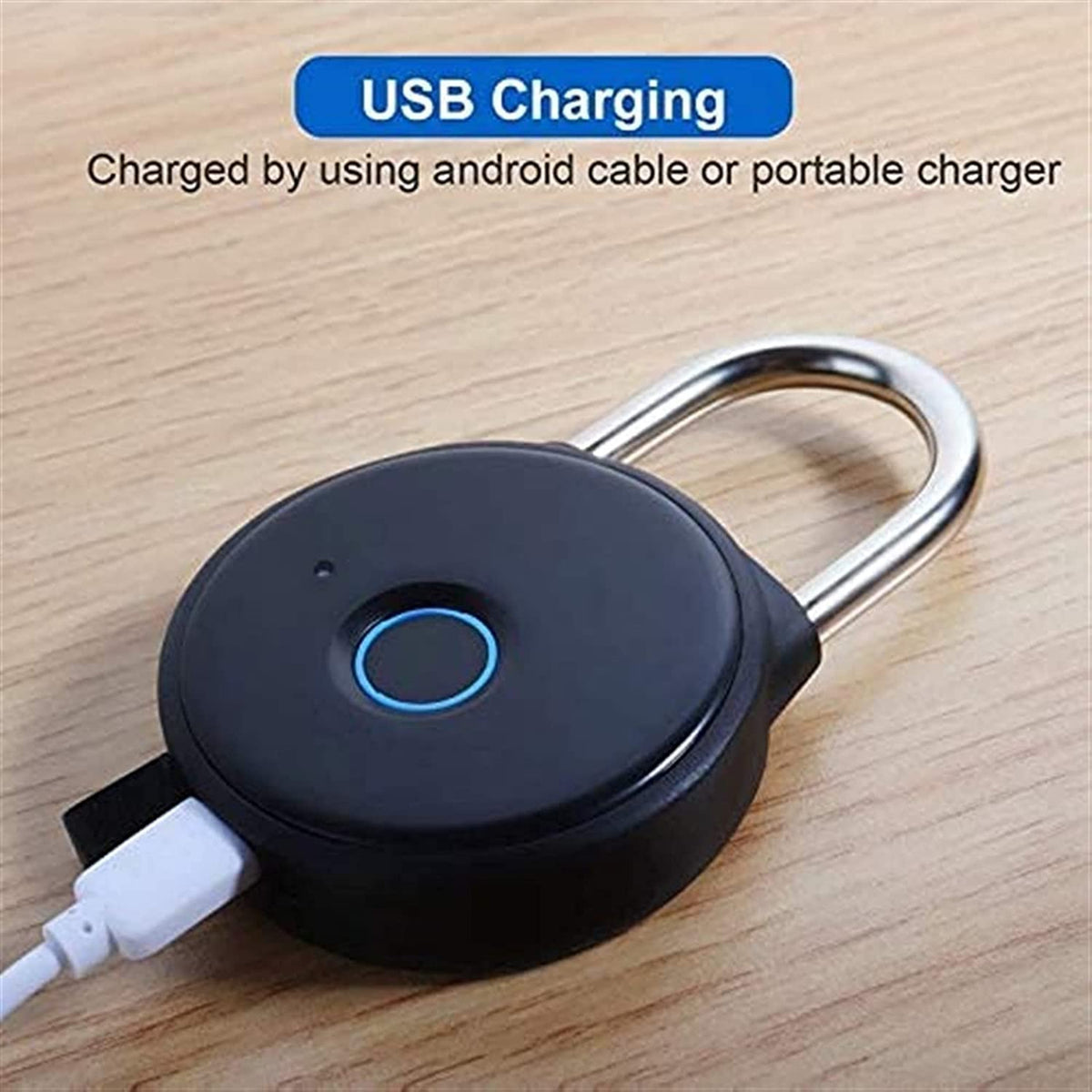 Fingerprint Smart Padlock, USB Rechargeable Keyless Lock for Luggage & Lockers