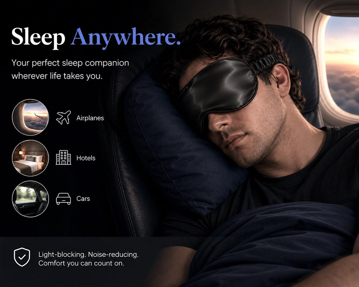 Light Blocking Sleep Mask with Ear Plugs for Travel & Side Sleepers
