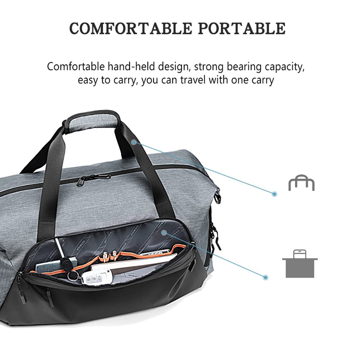 Lightweight Travel Duffel Bag with Shoe Compartment