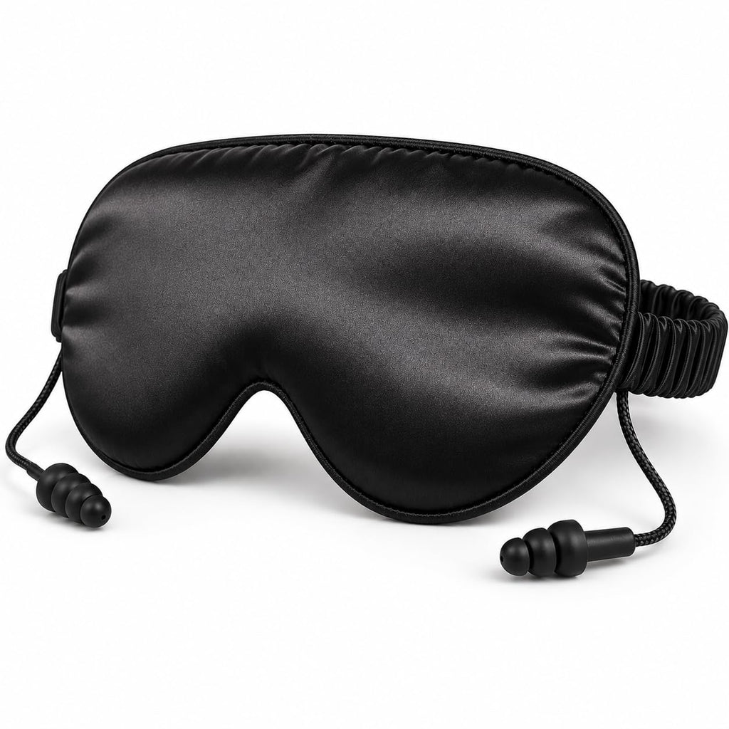 Light Blocking Sleep Mask with Ear Plugs for Travel & Side Sleepers