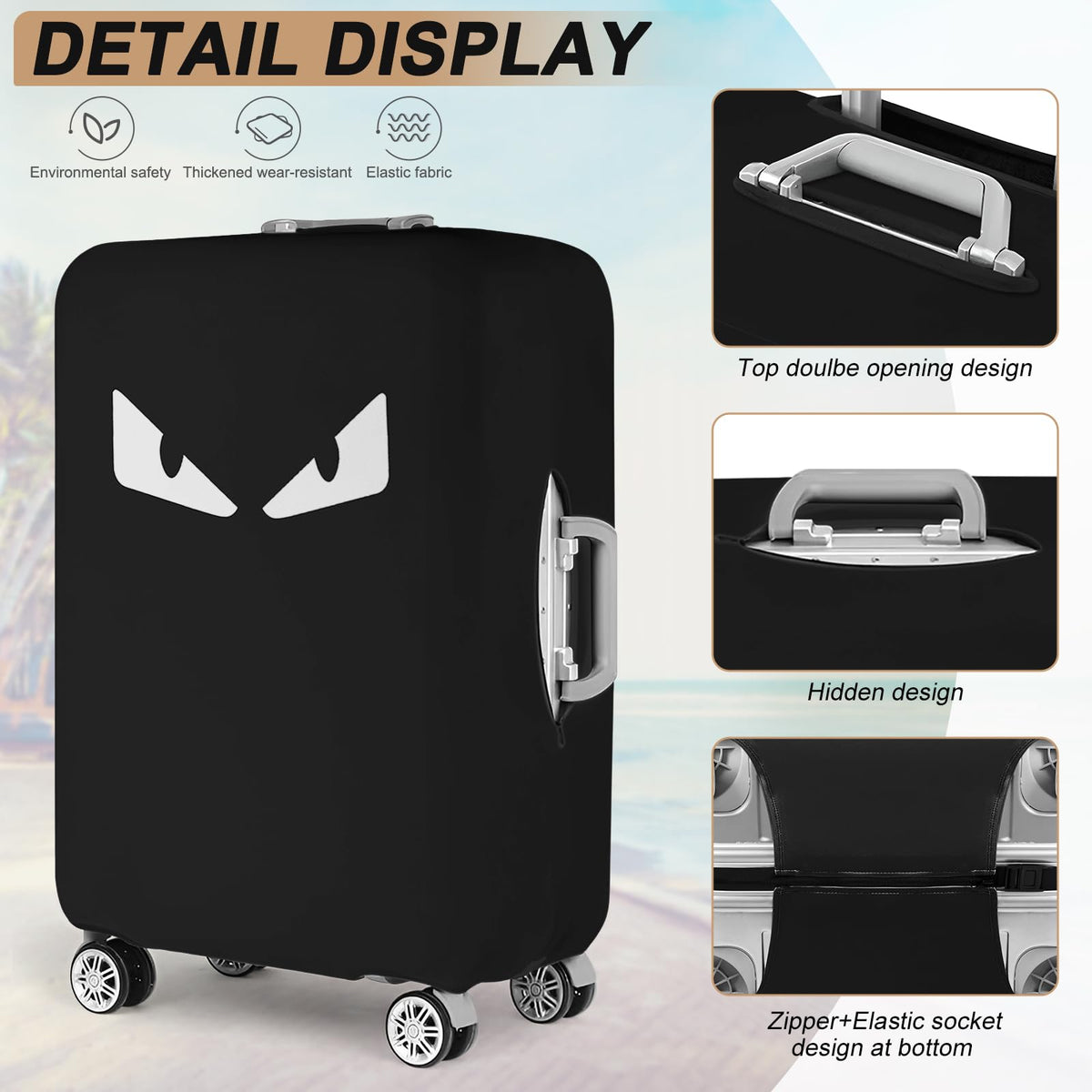 Clear Waterproof PVC Luggage Cover with Hook & Loop Closure