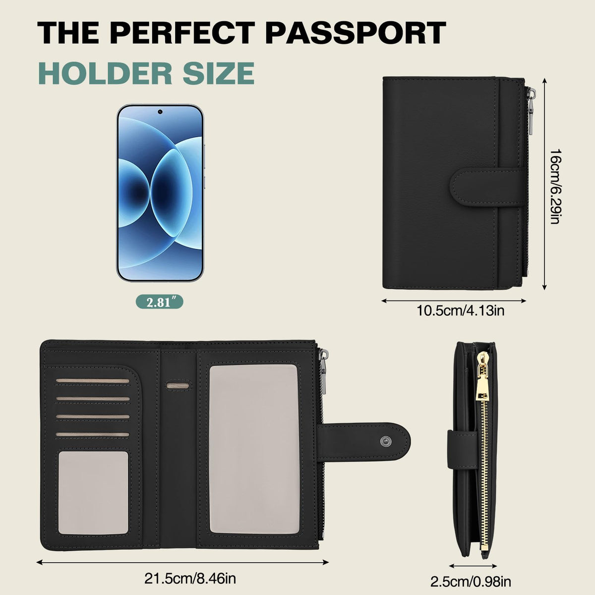 RFID Leather Passport Wallet with AirTag Slot