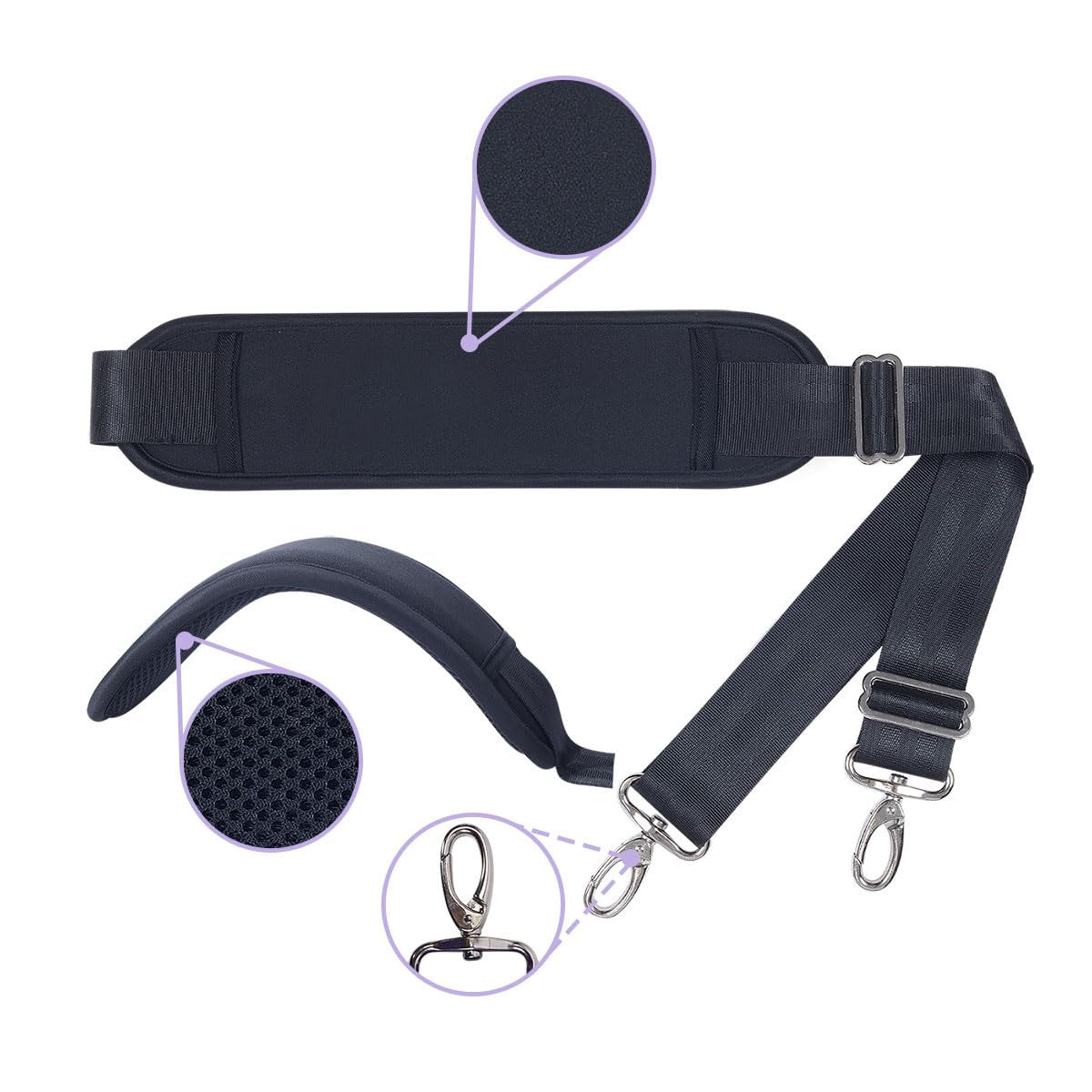 UOZL 60 Inch Shoulder Strap for Bag with Removable Ultra-Thick Pad