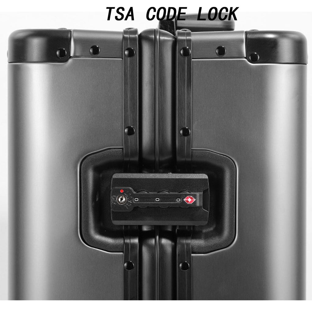 28-Inch Aluminum-Magnesium Alloy Suitcase with Spinner Wheels – Metallic Silver