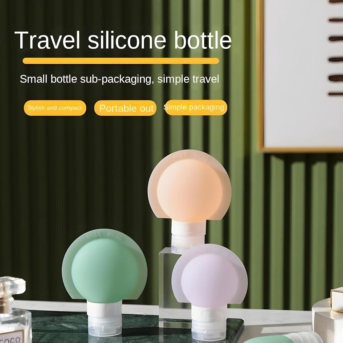 3 Pack 60ml Leakproof Silicone Travel Bottles for Toiletries