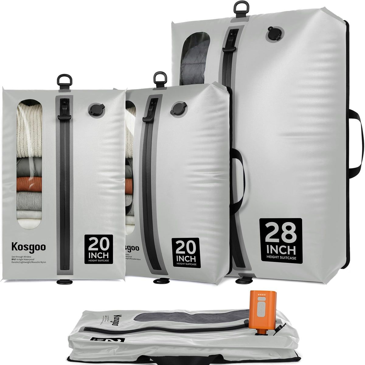 ```text Reusable Waterproof Vacuum Travel Bags with Pump ```