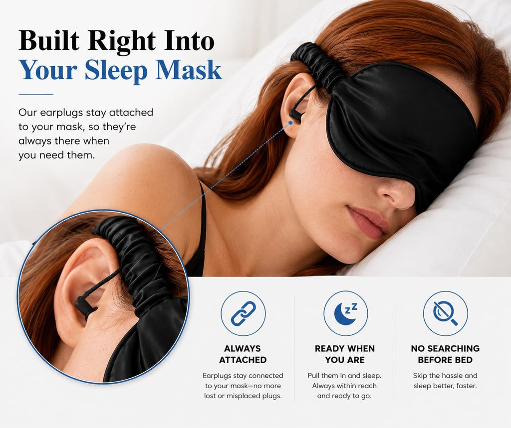 Light Blocking Sleep Mask with Ear Plugs for Travel & Side Sleepers