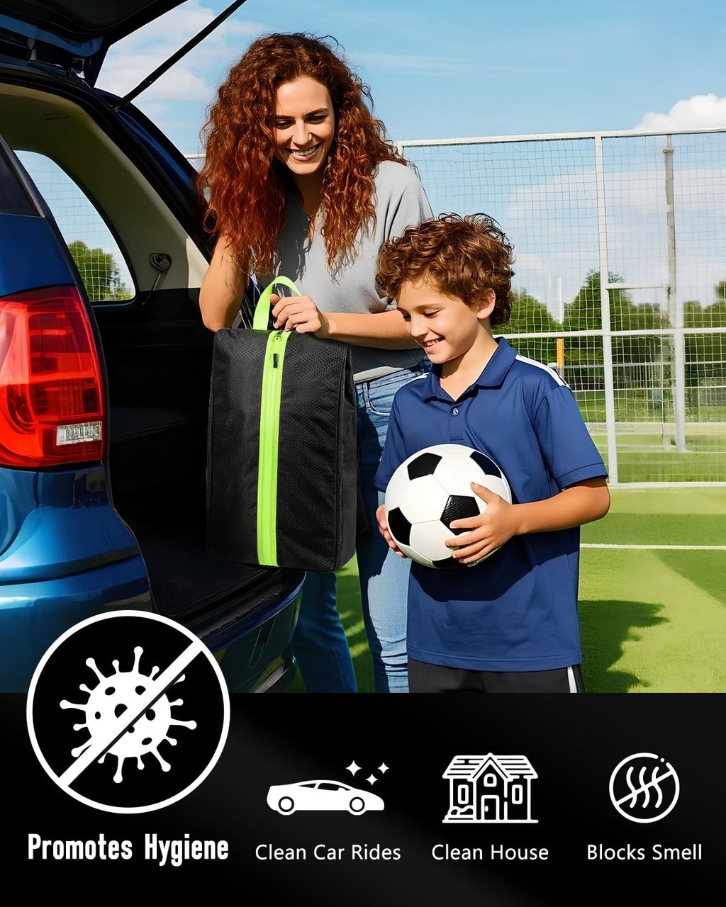 Smell Proof Shoe Bags for Travel-Soccer Cleat Bag with Active Carbon Fabric
