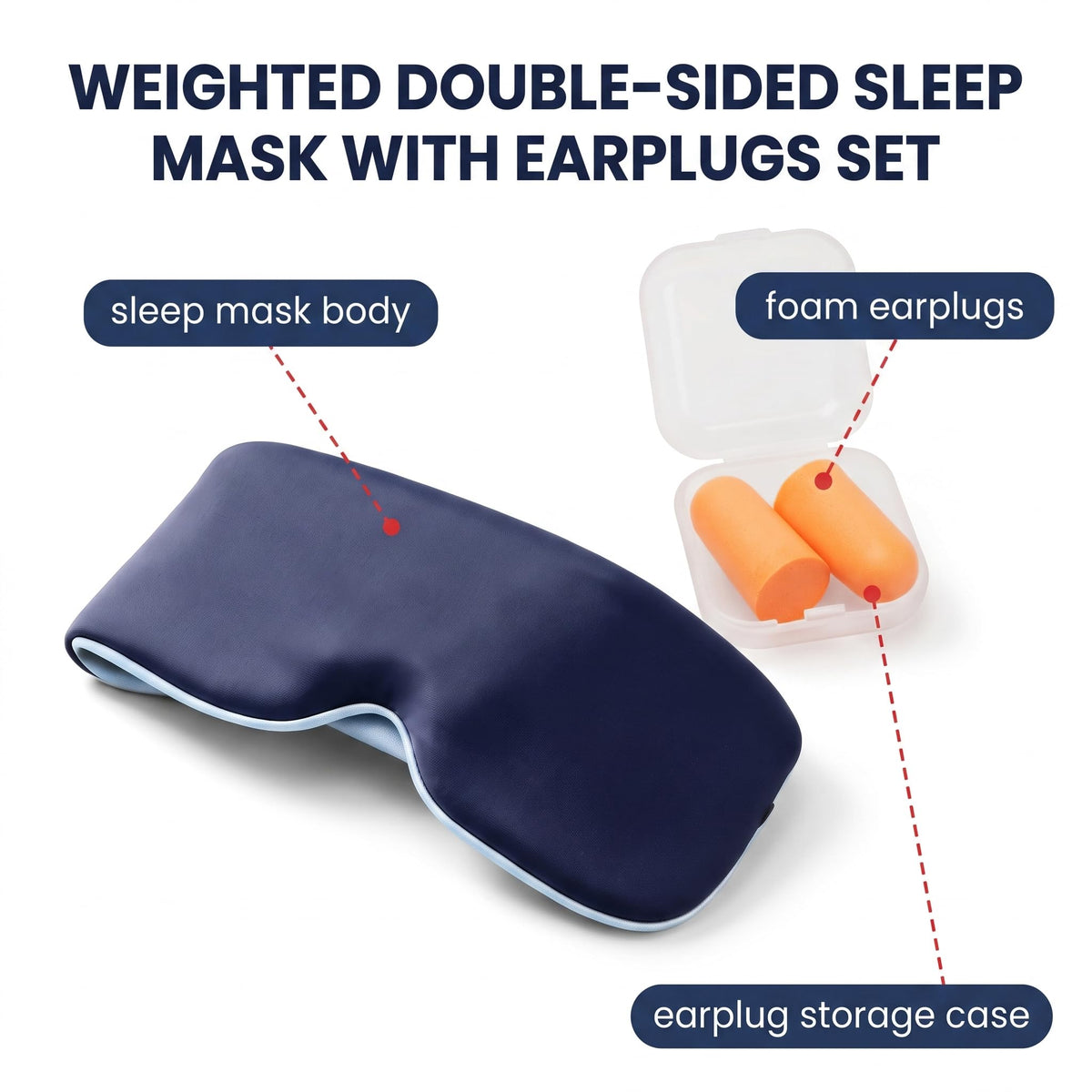 Weighted Sleep Mask for Adults, Double Sided Design, Earplugs Set