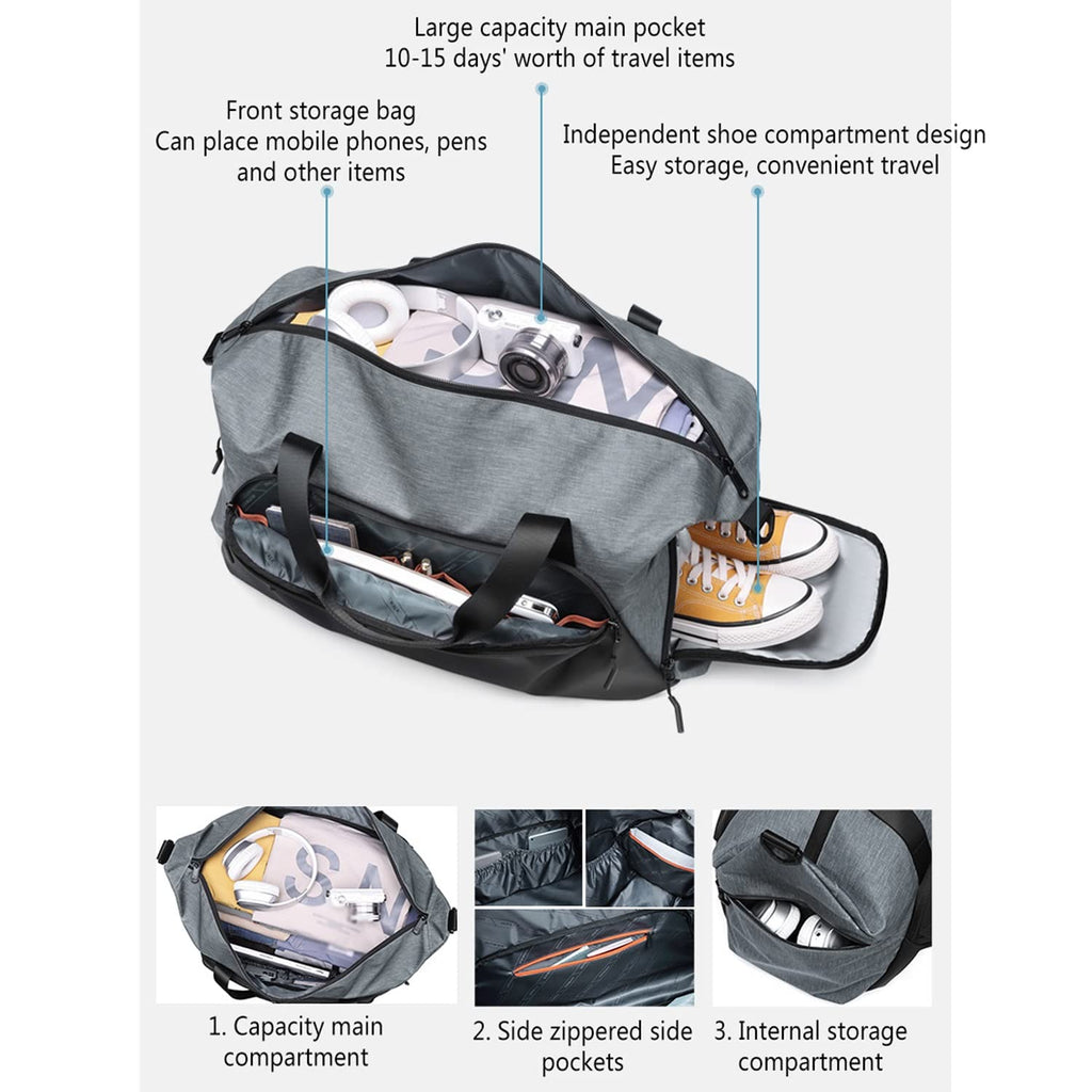 Lightweight Travel Duffel Bag with Shoe Compartment