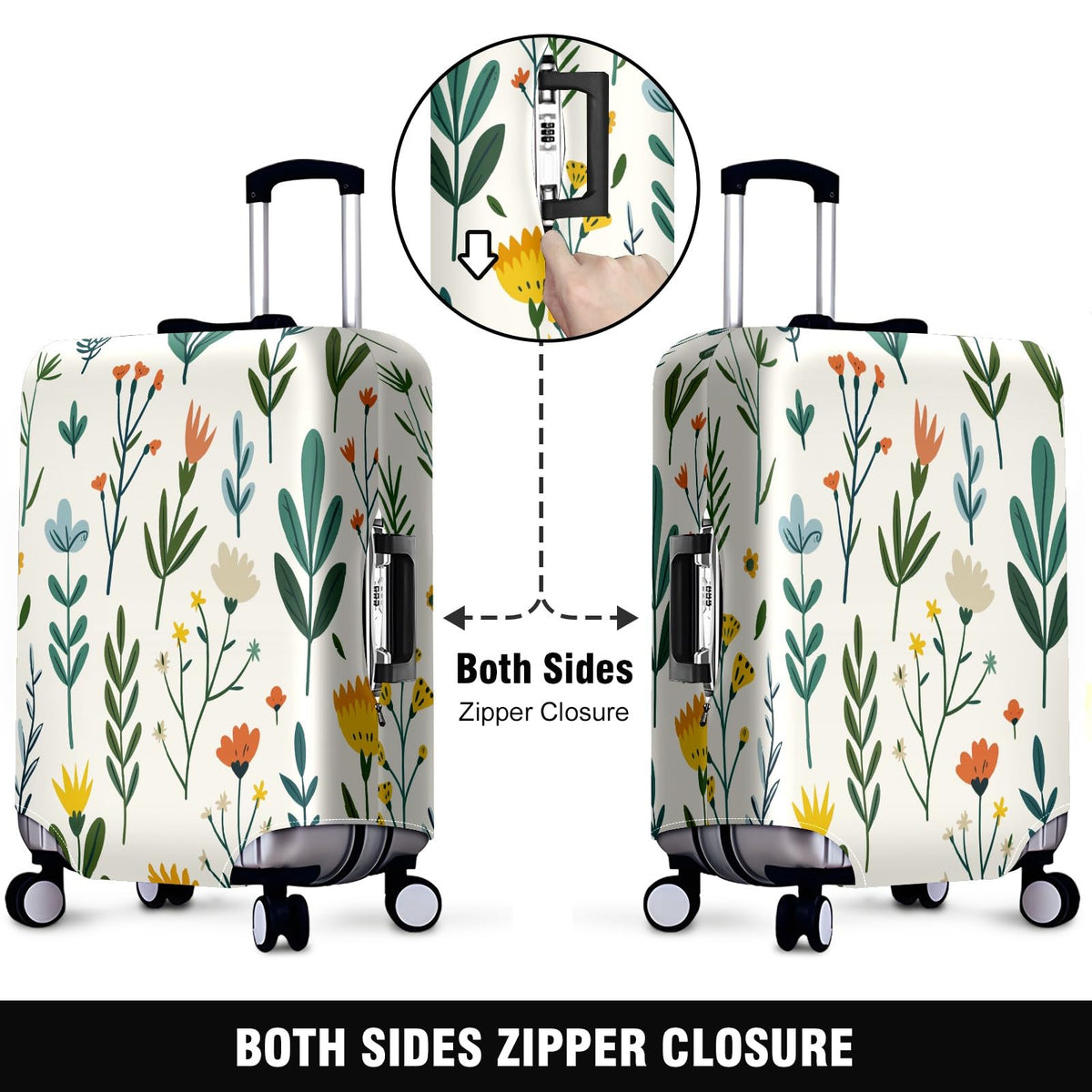 Garden Plant Print Luggage Cover, Washable Suitcase Protector for 30–32 Inch Luggage