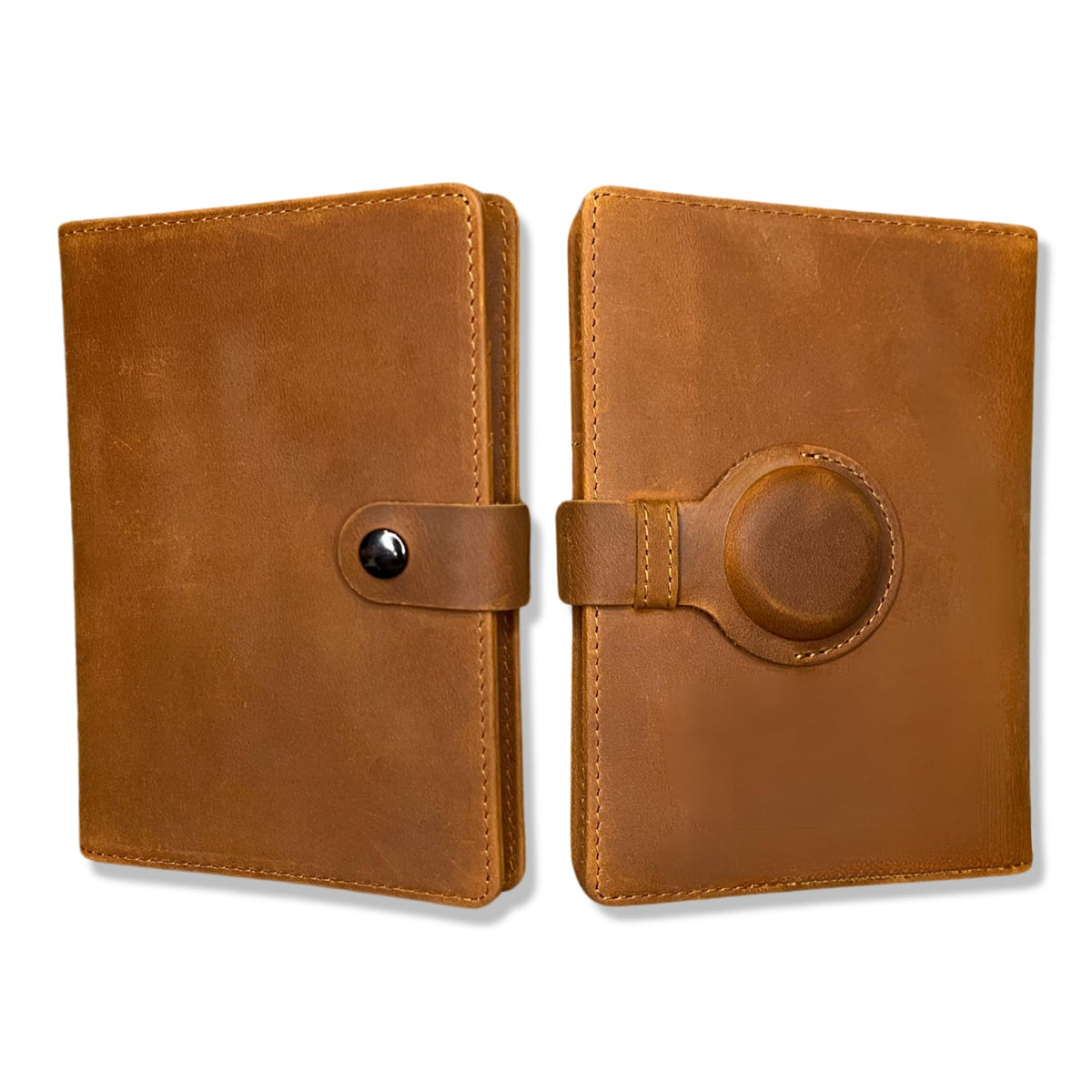 RFID Genuine Leather Passport Wallet with AirTag Holder