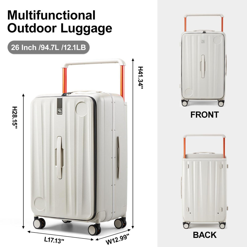 26-Inch Hardshell Checked Suitcase with Spinner Wheels