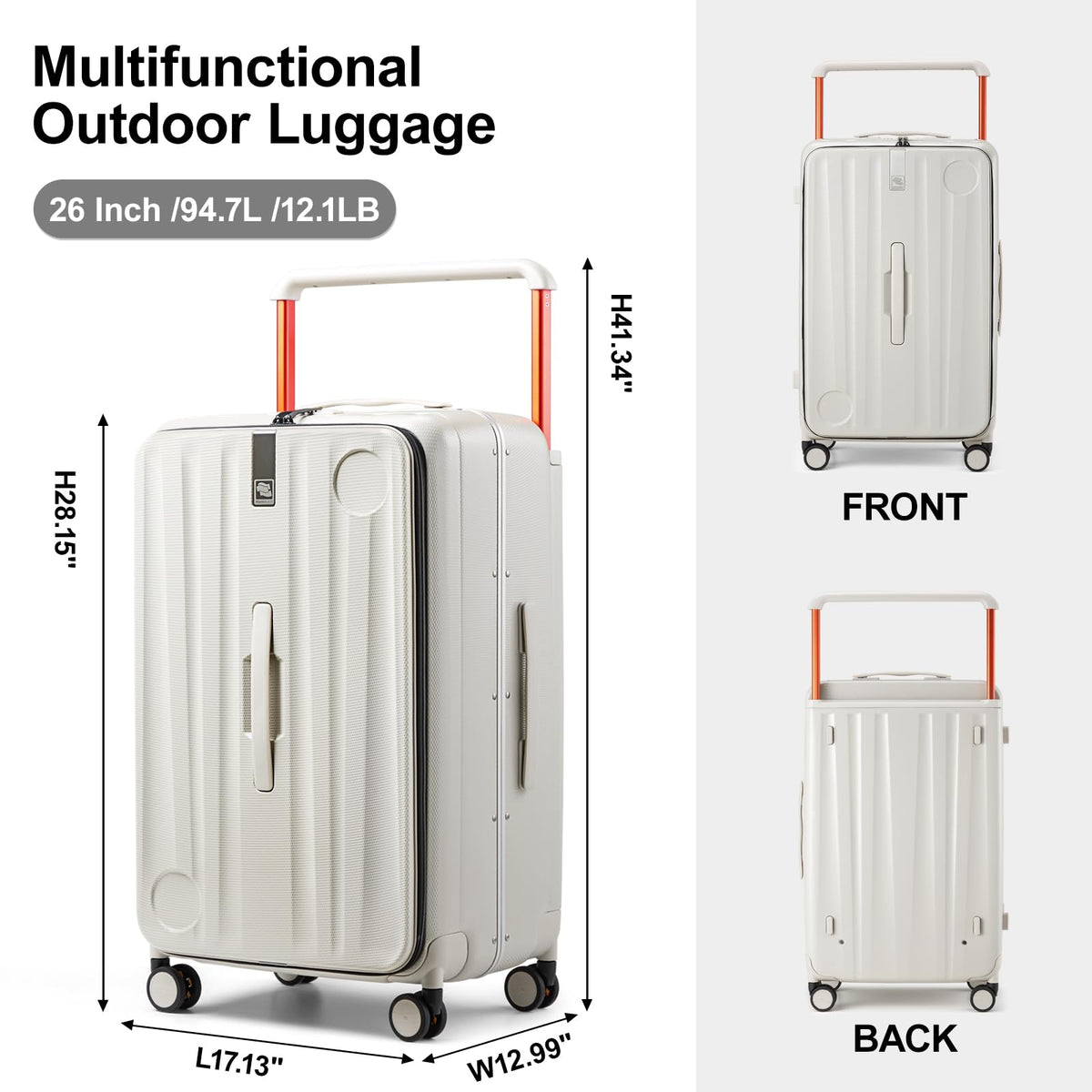 26-Inch Hardshell Checked Suitcase with Spinner Wheels