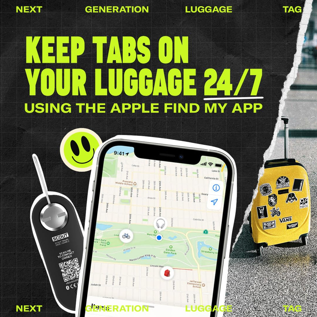 2-Pack Rechargeable Smart Luggage Tags with Tracker and Alarm