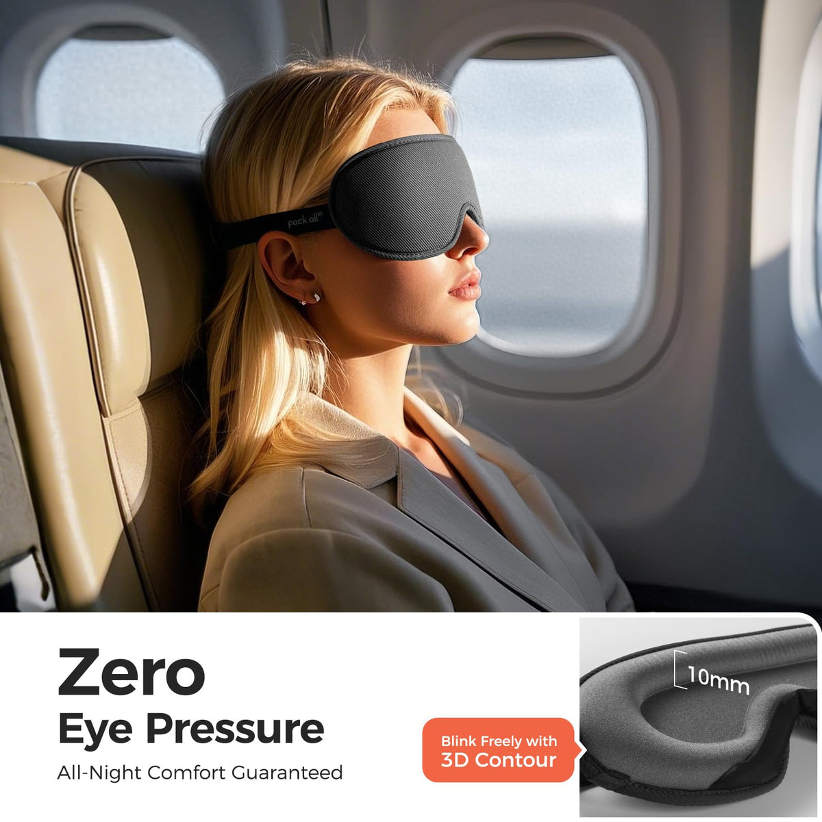 pack all Light Blocking Sleep Mask, 3D Eye Mask, Soft Sleeping Eye Cover