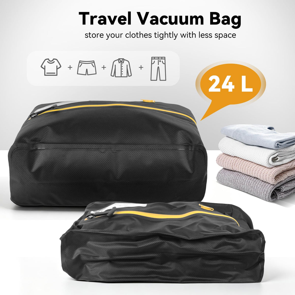 Reusable Vacuum Compression Travel Bags with Rechargeable Pump