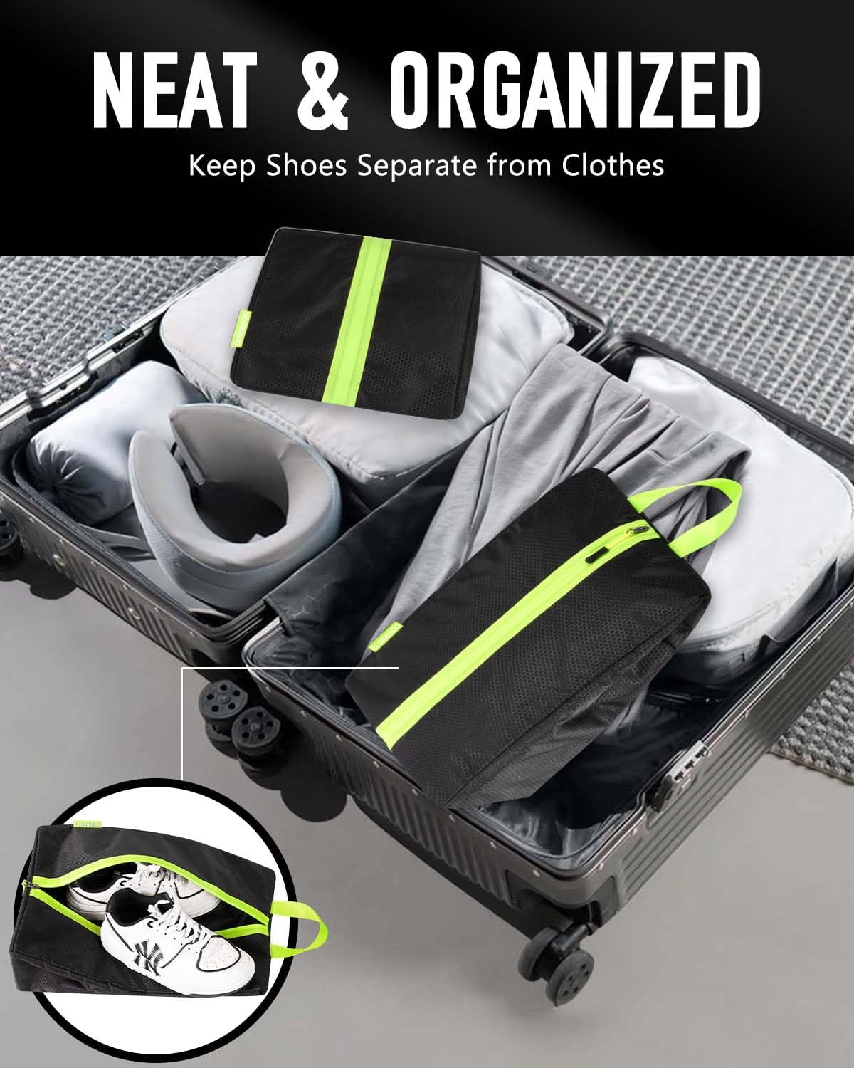Smell Proof Shoe Bags for Travel-Soccer Cleat Bag with Active Carbon Fabric