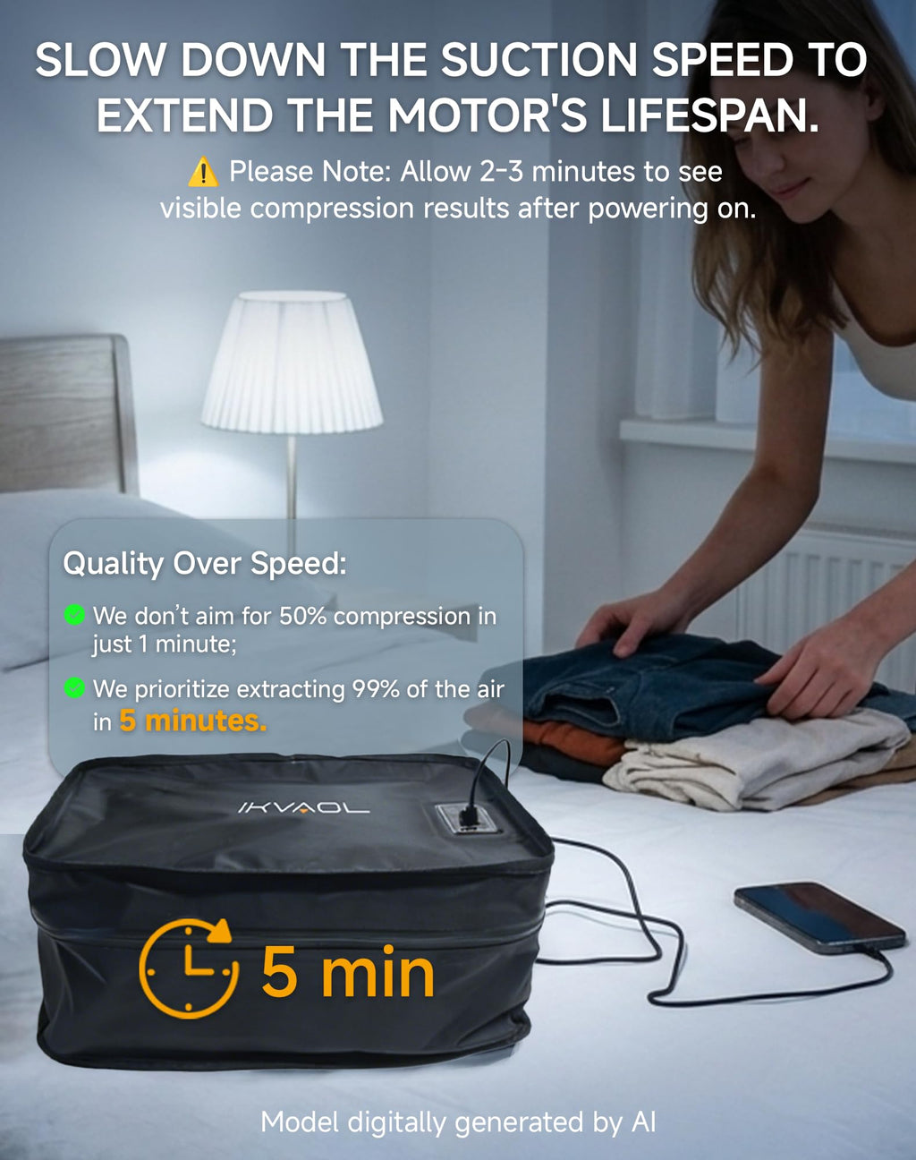 Reusable Travel Vacuum Bags with Built-In Pump